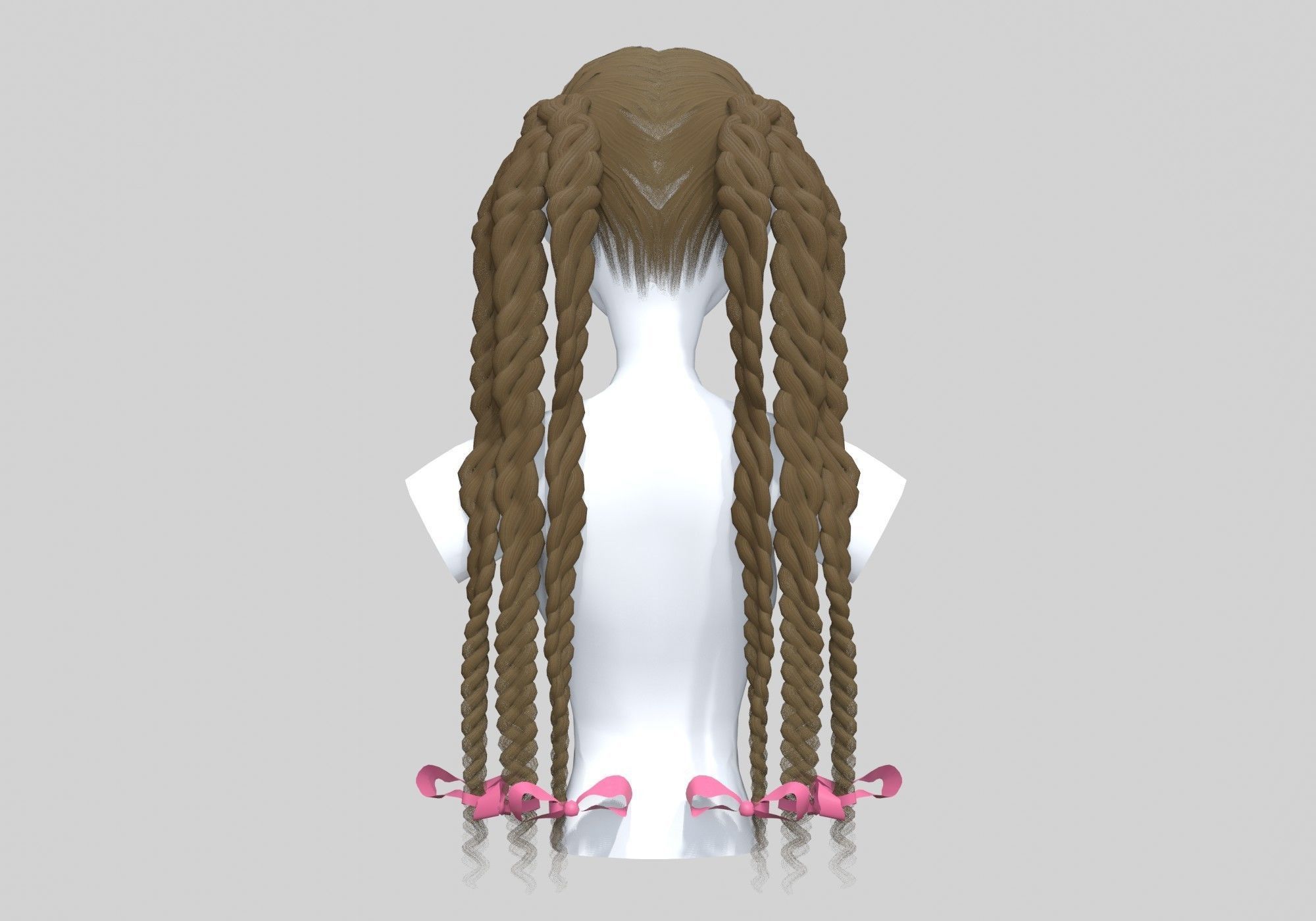 Long Female Hairstyle 3D model_4