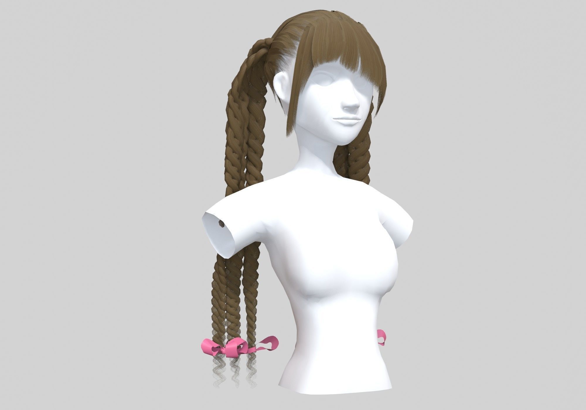 Long Female Hairstyle 3D model_1