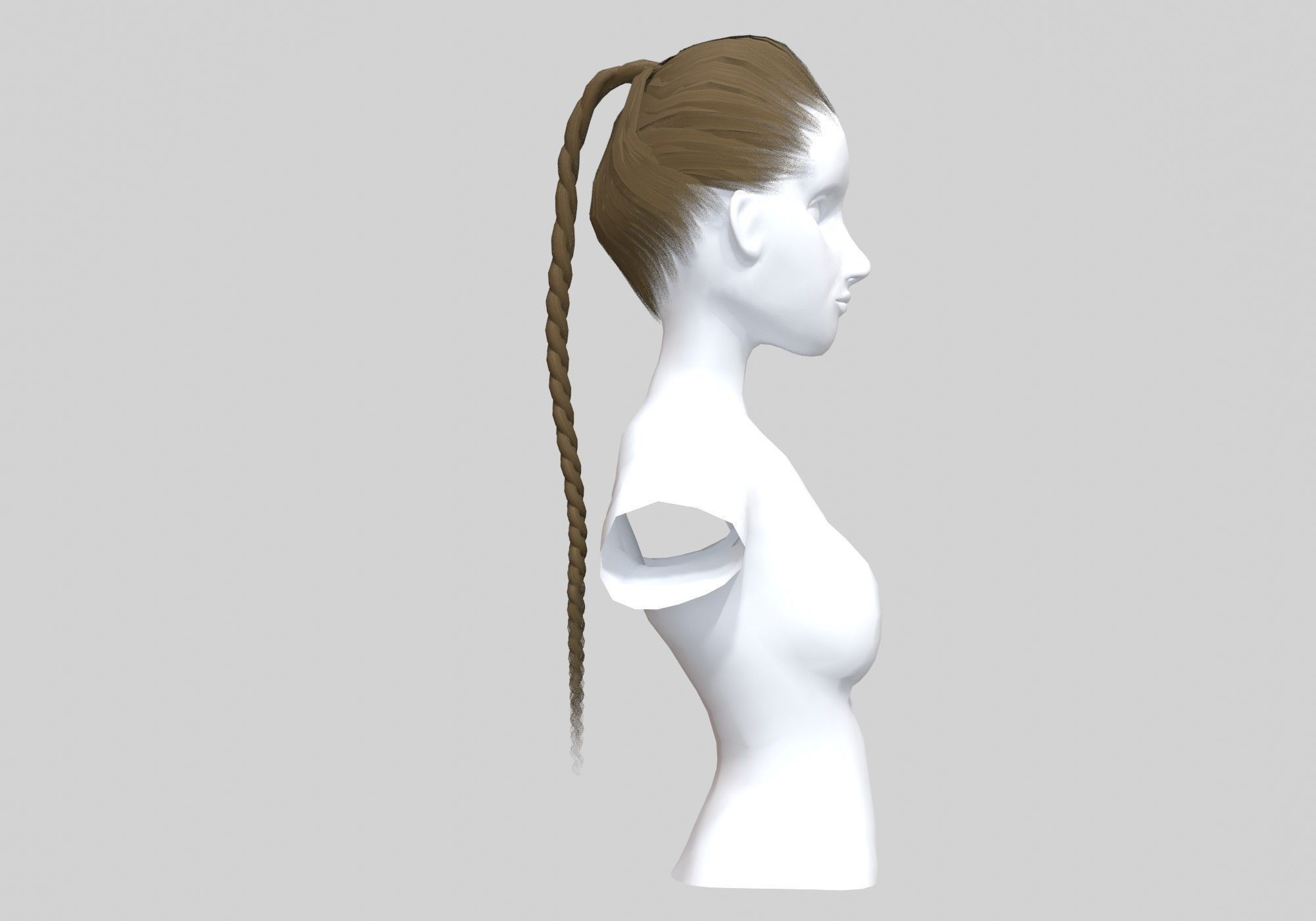 Long Braid Hairstyle 3D model_3