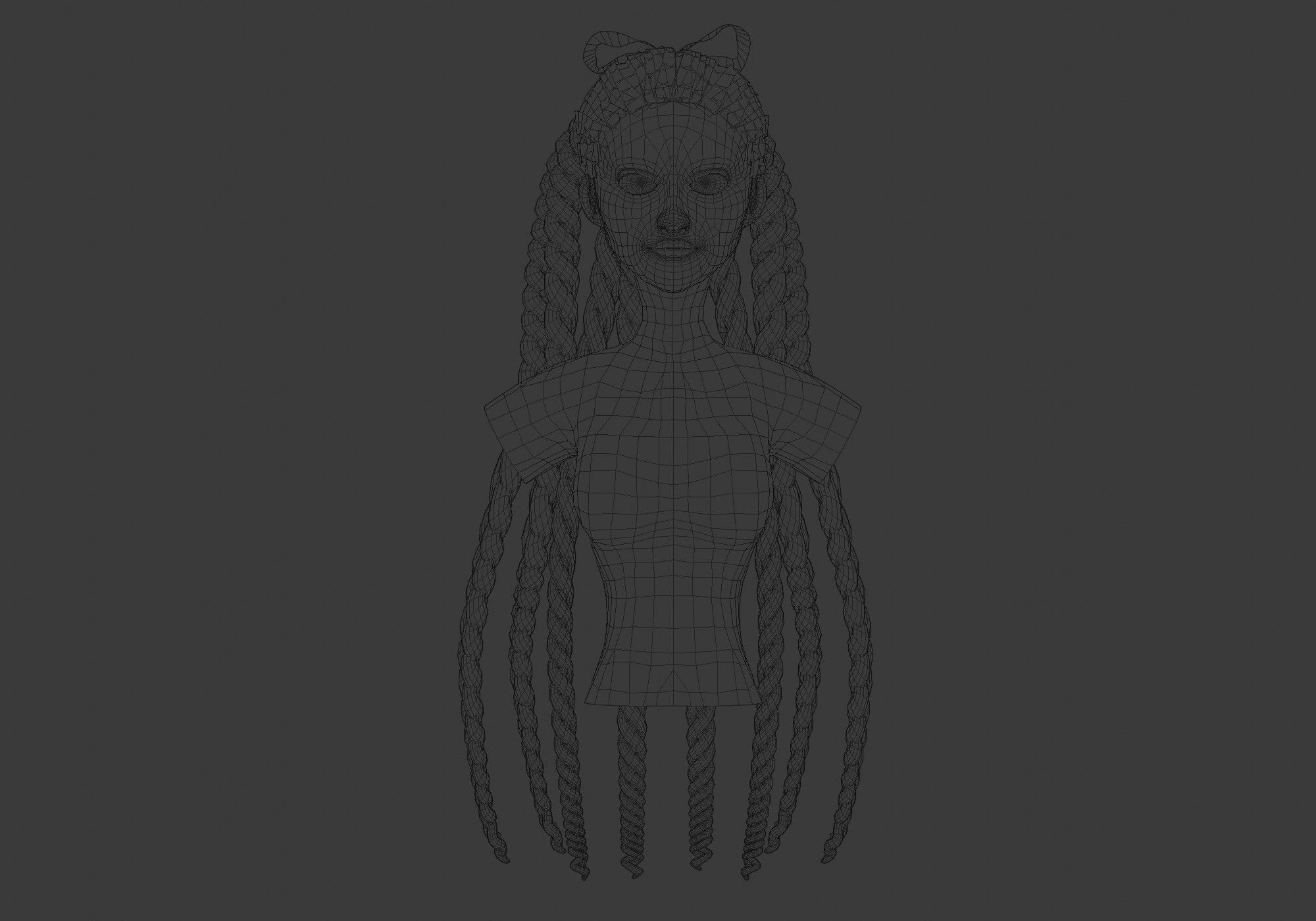 Female Stylized Hairstyle 3D model_5