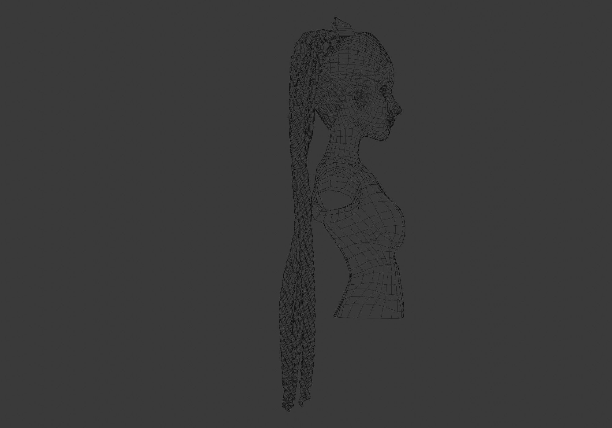 Female Stylized Hairstyle 3D model_7