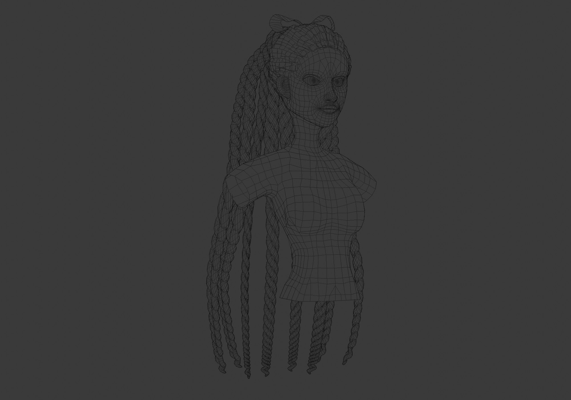 Female Stylized Hairstyle 3D model_6