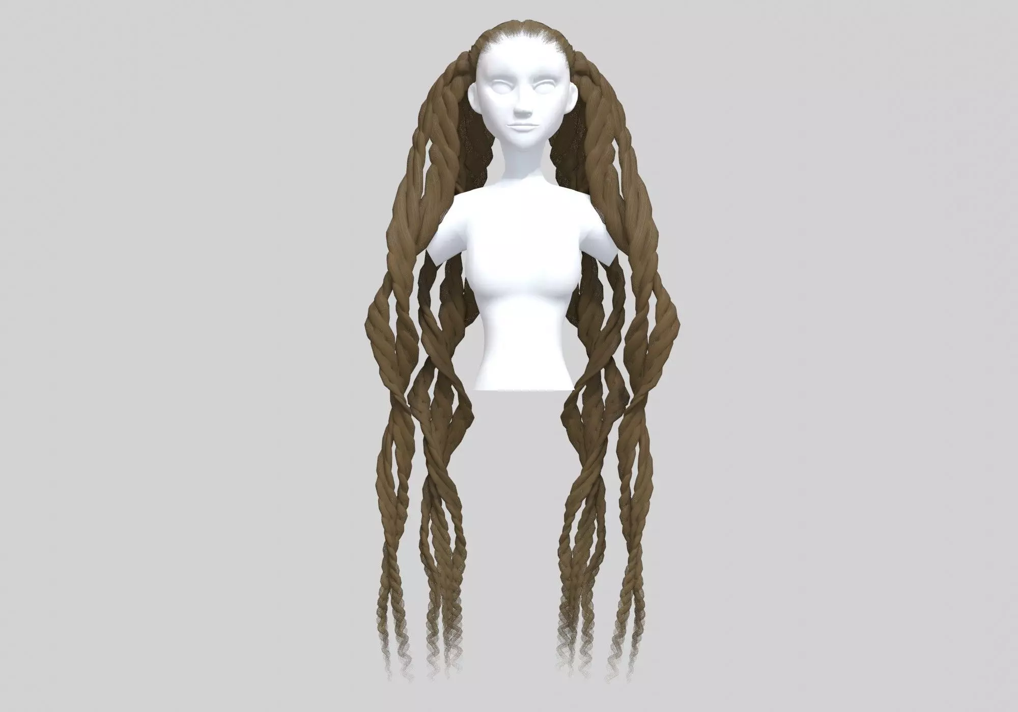 Female Braids Hair 3D model_0