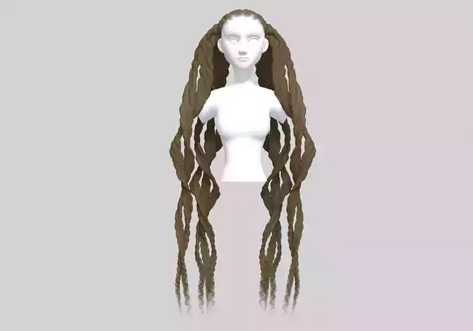 Female Braids Hair 3D model Female Braids Hair 3D model