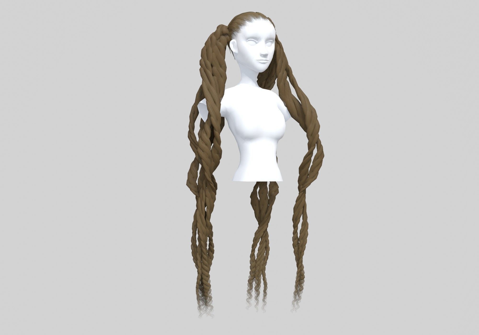 Female Braids Hair 3D model_1