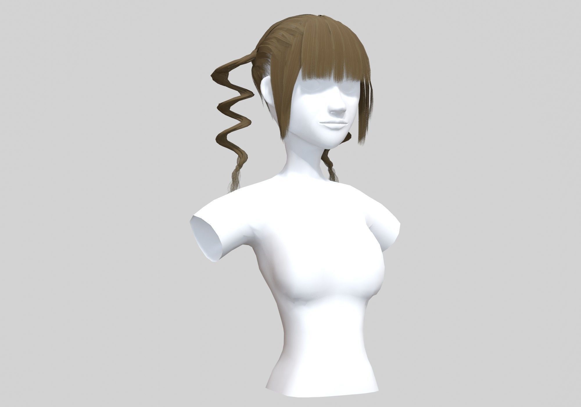 Curly Pigtails Hair 3D model_1