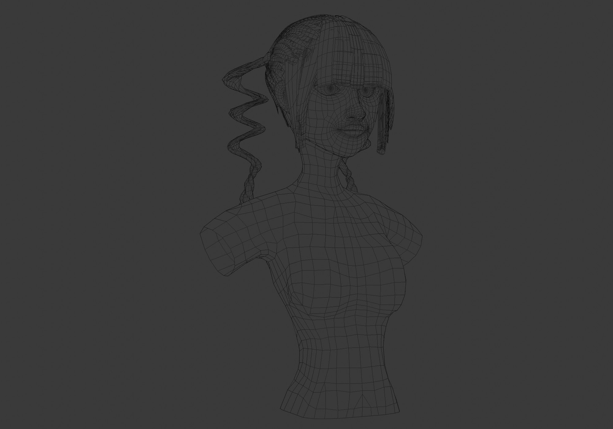 Curly Pigtails Hair 3D model_6