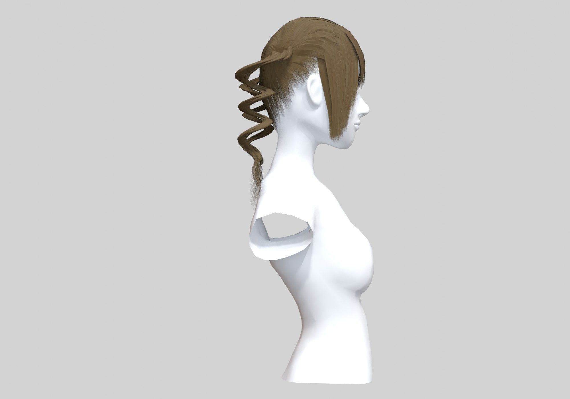 Curly Pigtails Hair 3D model_2