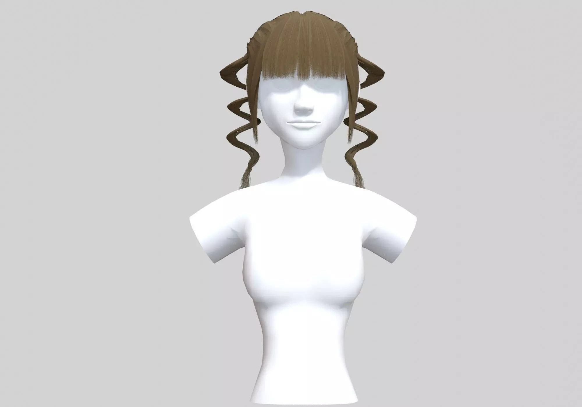 Curly Pigtails Hair 3D model_0