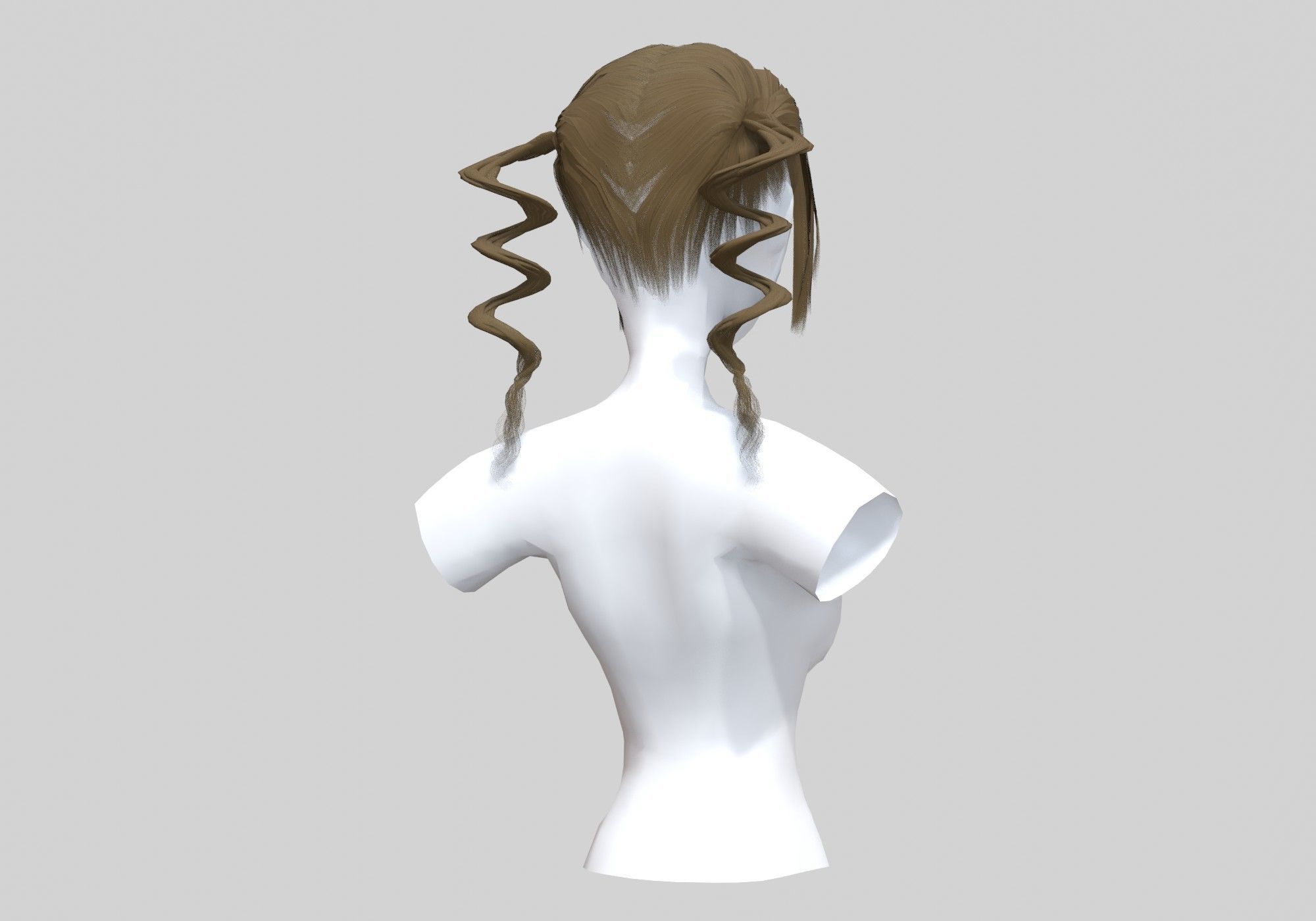 Curly Pigtails Hair 3D model_3