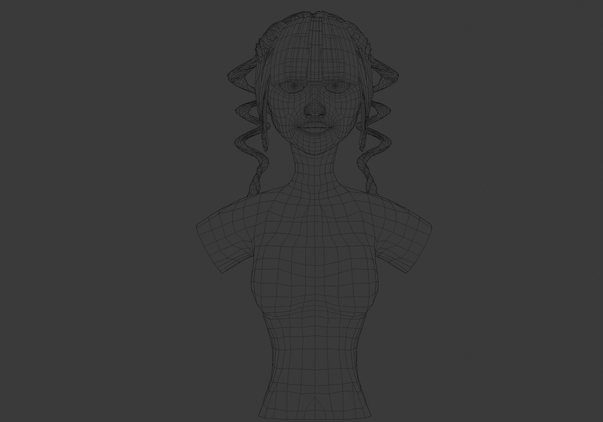 Curly Pigtails Hair 3D model_5