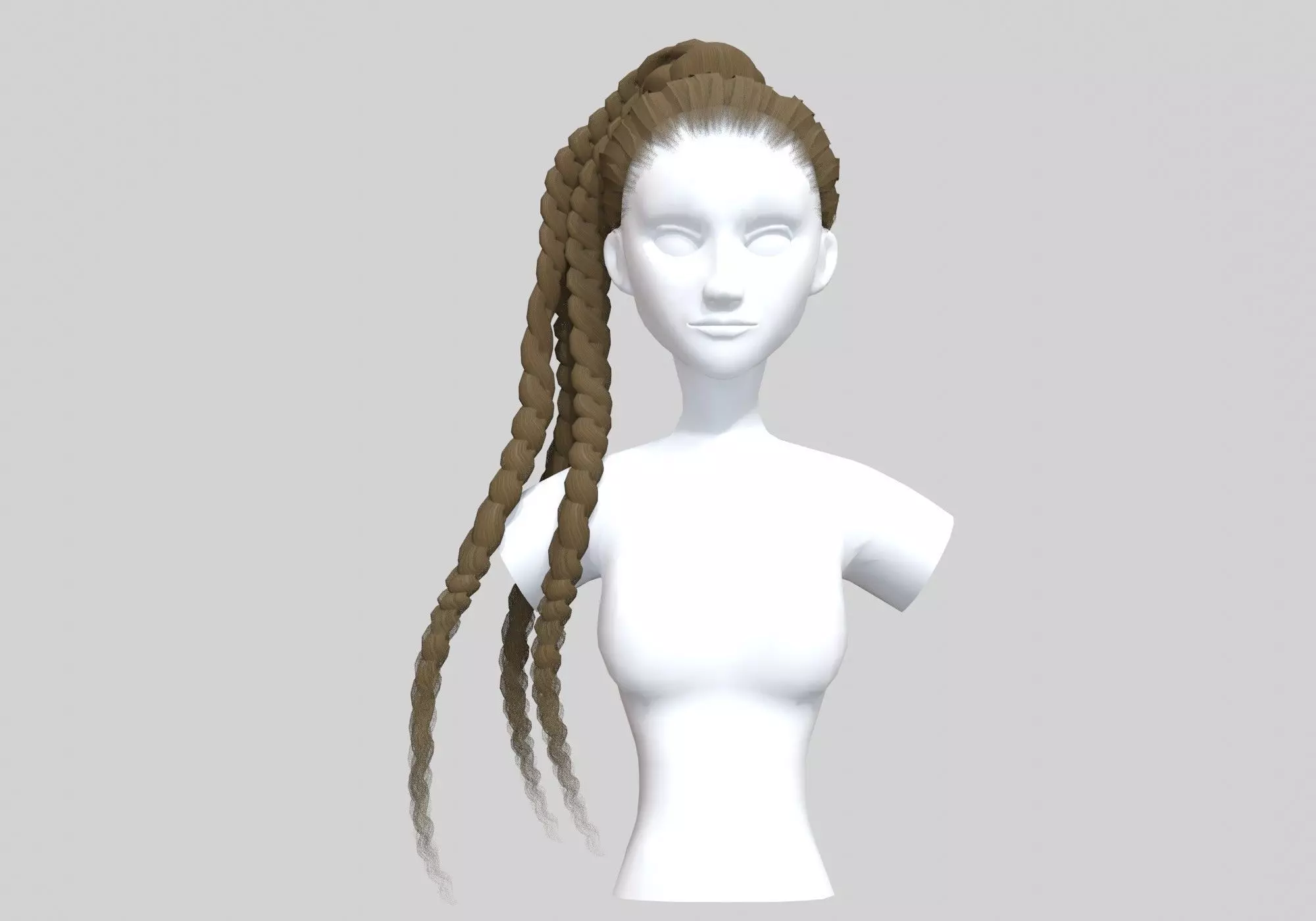 Bun Braids Hairstyle 3D model_0