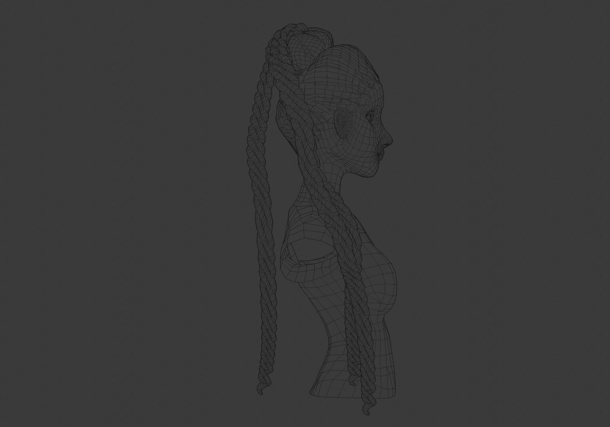 Bun Braids Hairstyle 3D model_7