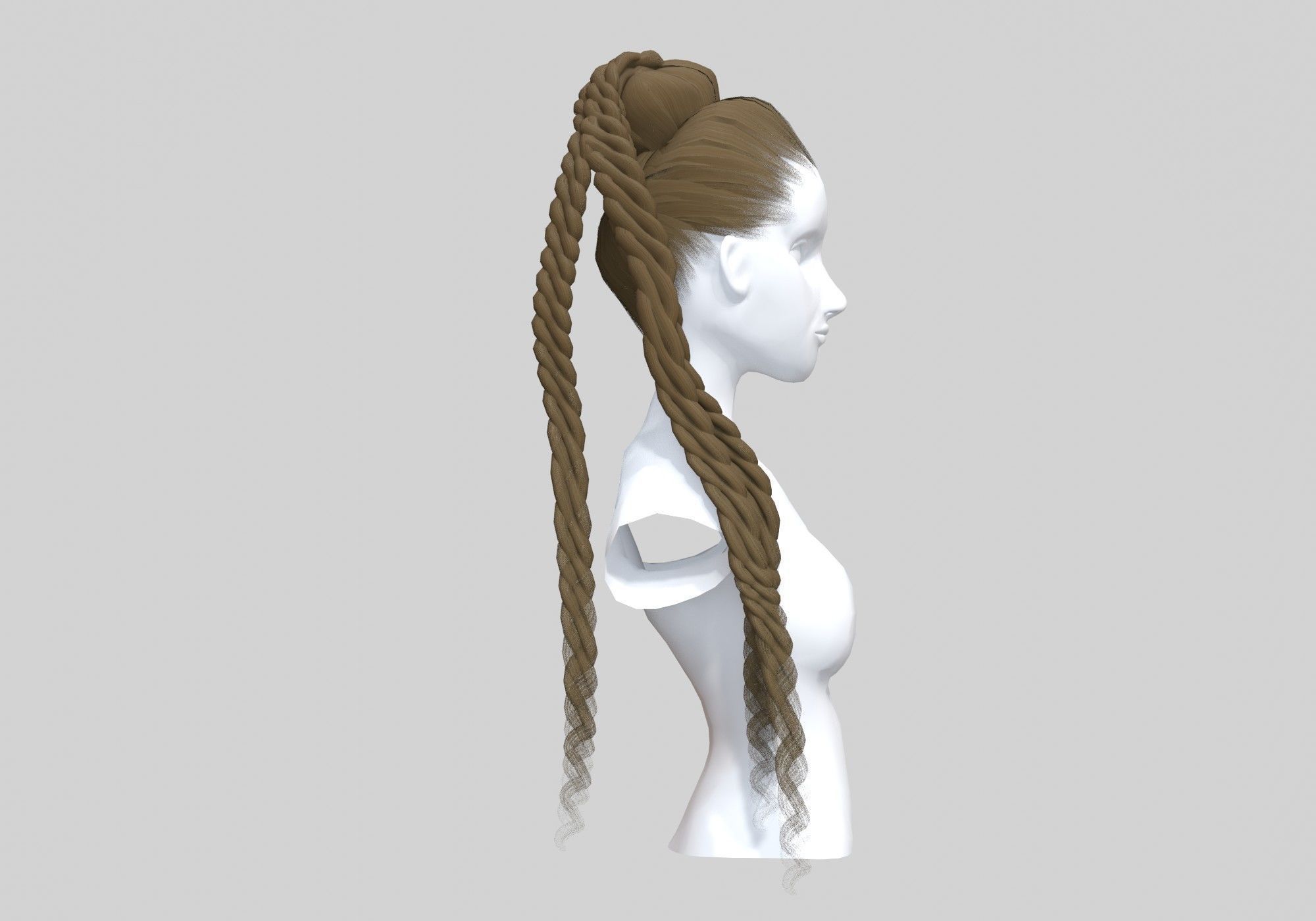 Bun Braids Hairstyle 3D model_2