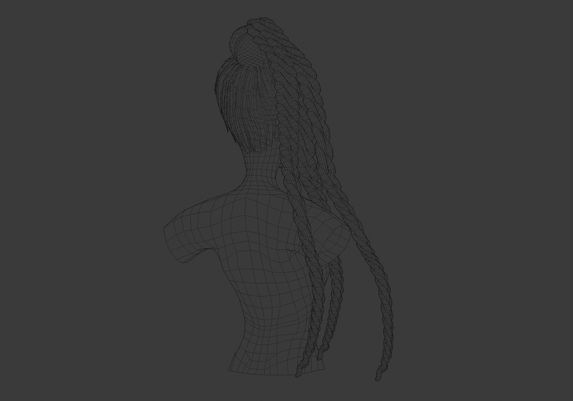 Bun Braids Hairstyle 3D model_8