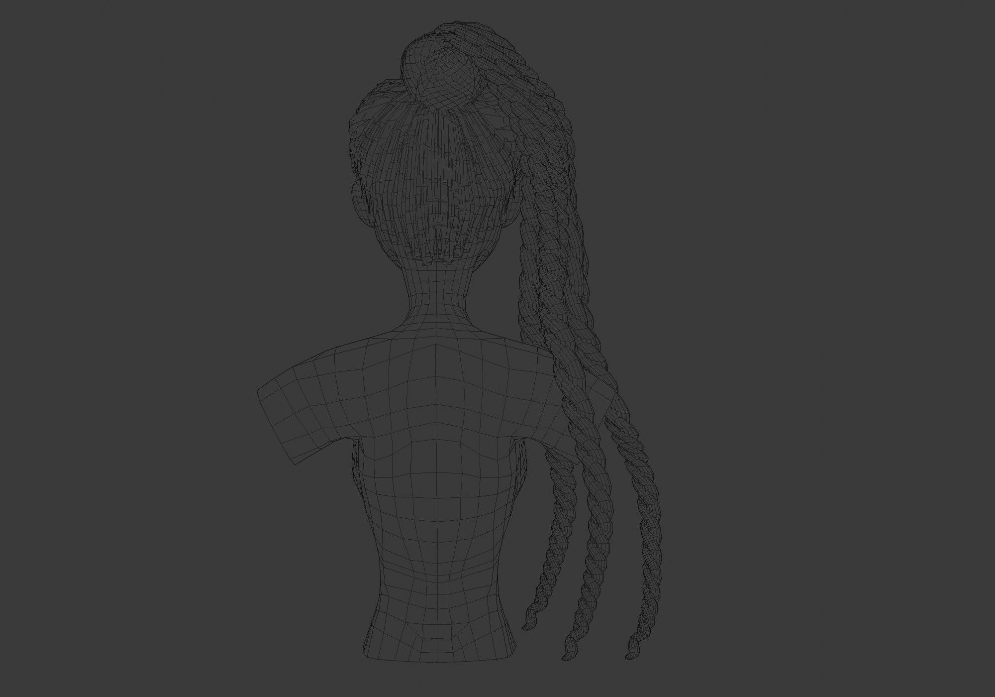 Bun Braids Hairstyle 3D model_9
