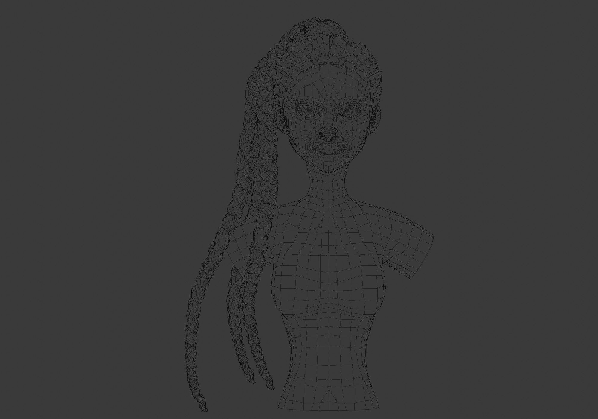 Bun Braids Hairstyle 3D model_5