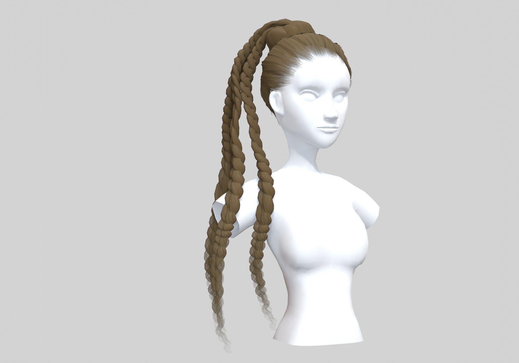 Bun Braids Hairstyle 3D model_1