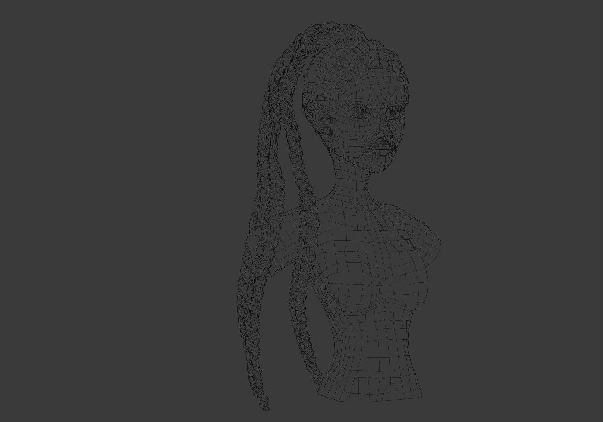 Bun Braids Hairstyle 3D model_6