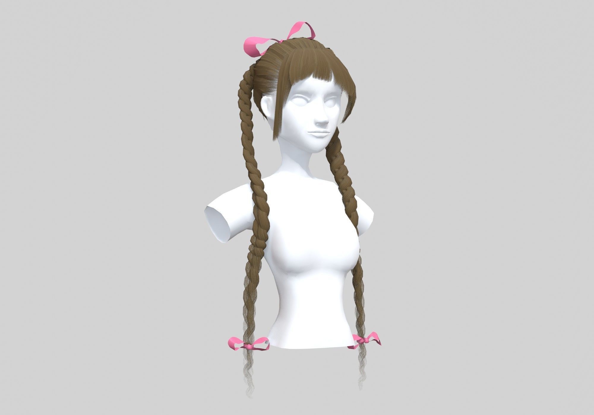 Braids Two Hairstyle 3D model_1