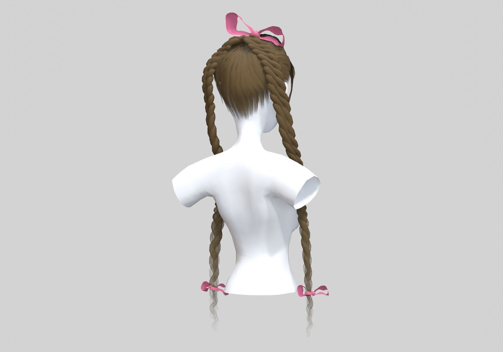 Braids Two Hairstyle 3D model_3