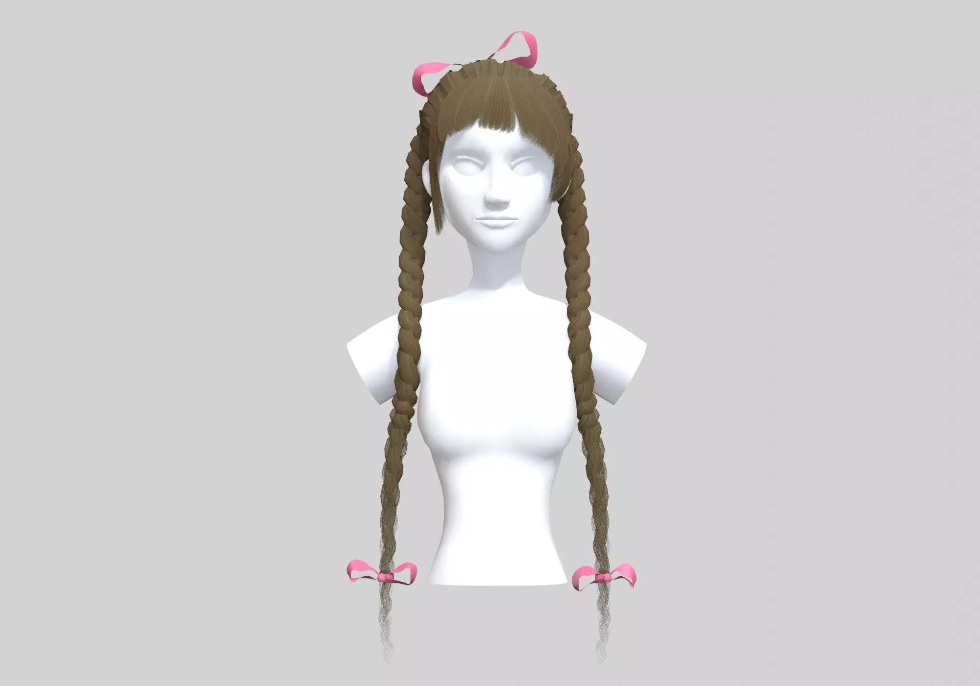 Braids Two Hairstyle 3D model_0