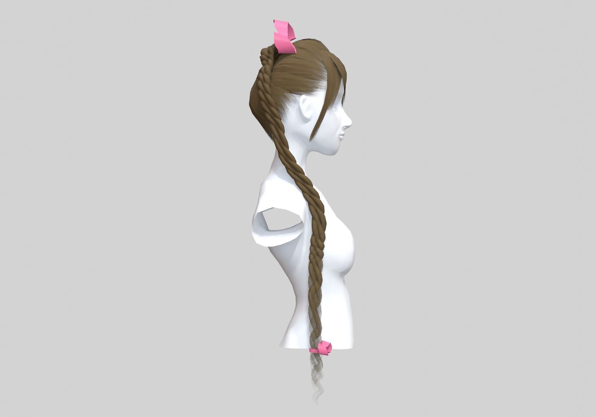 Braids Two Hairstyle 3D model_2