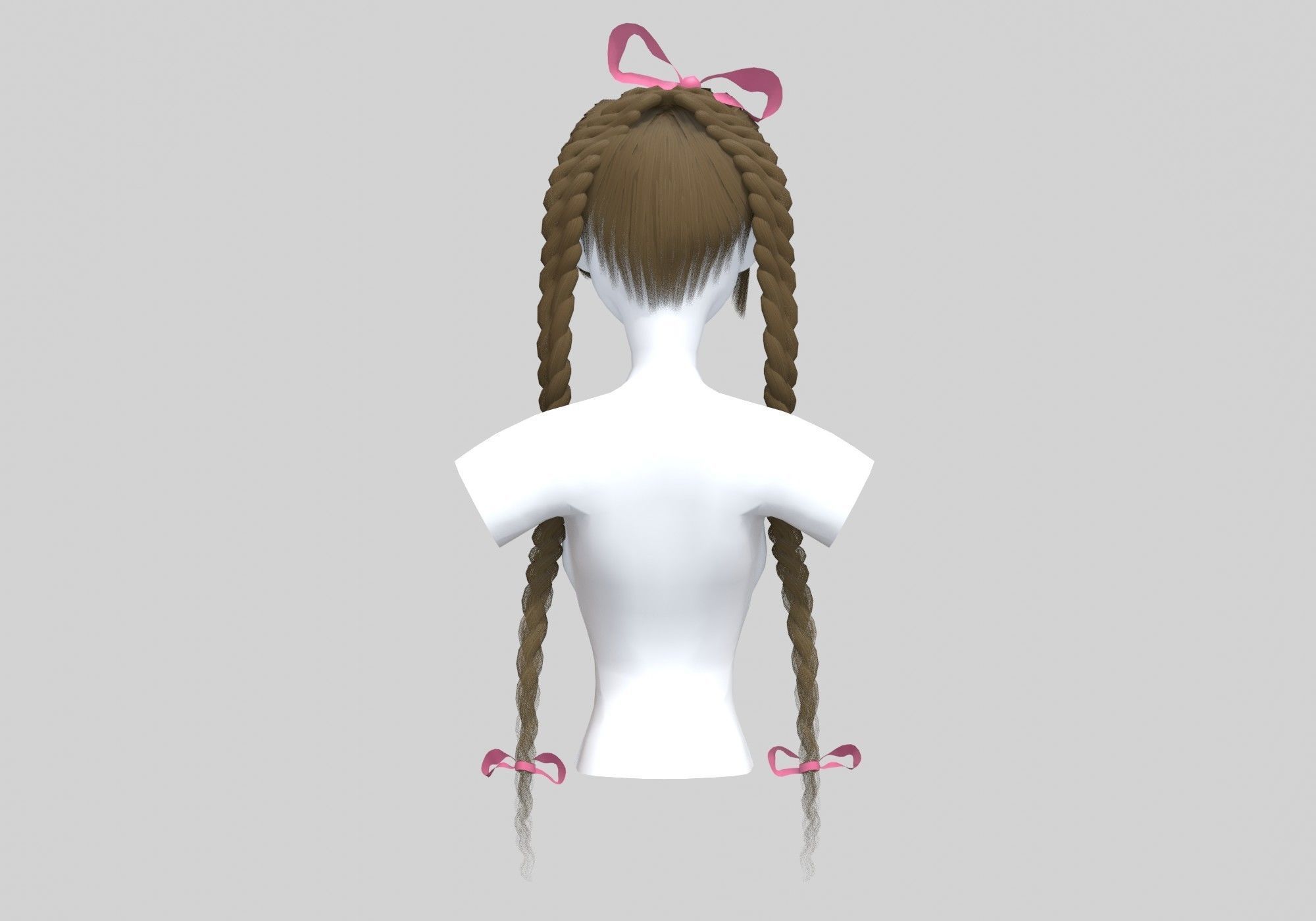 Braids Two Hairstyle 3D model_4