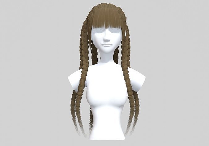 Braids Stylized Hairstyle  3D model
