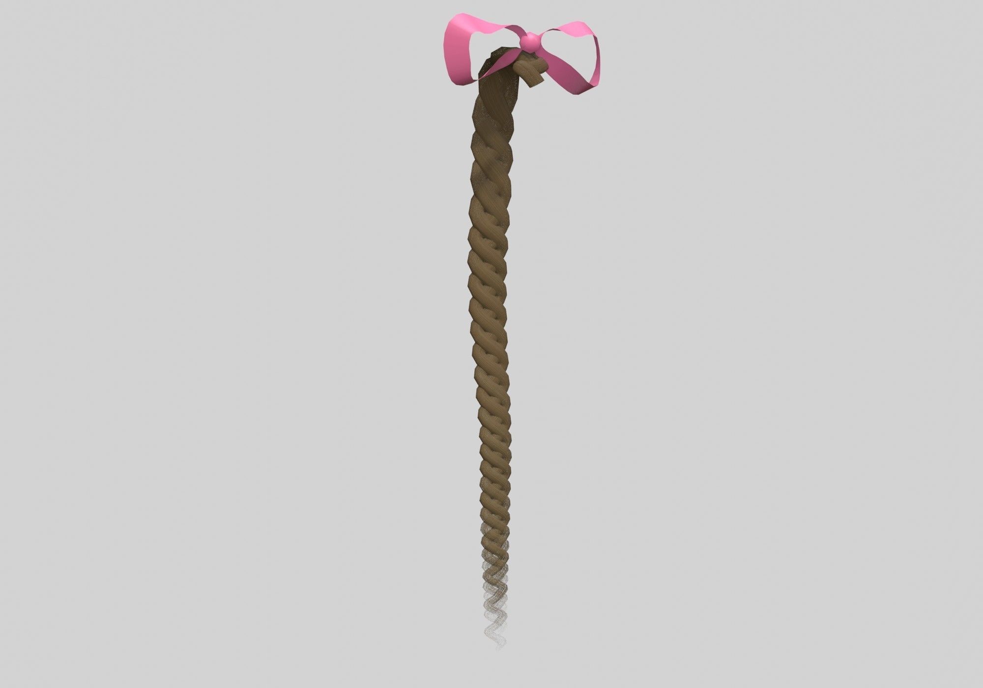 Braids Ribbon Pigtail 3D model_1