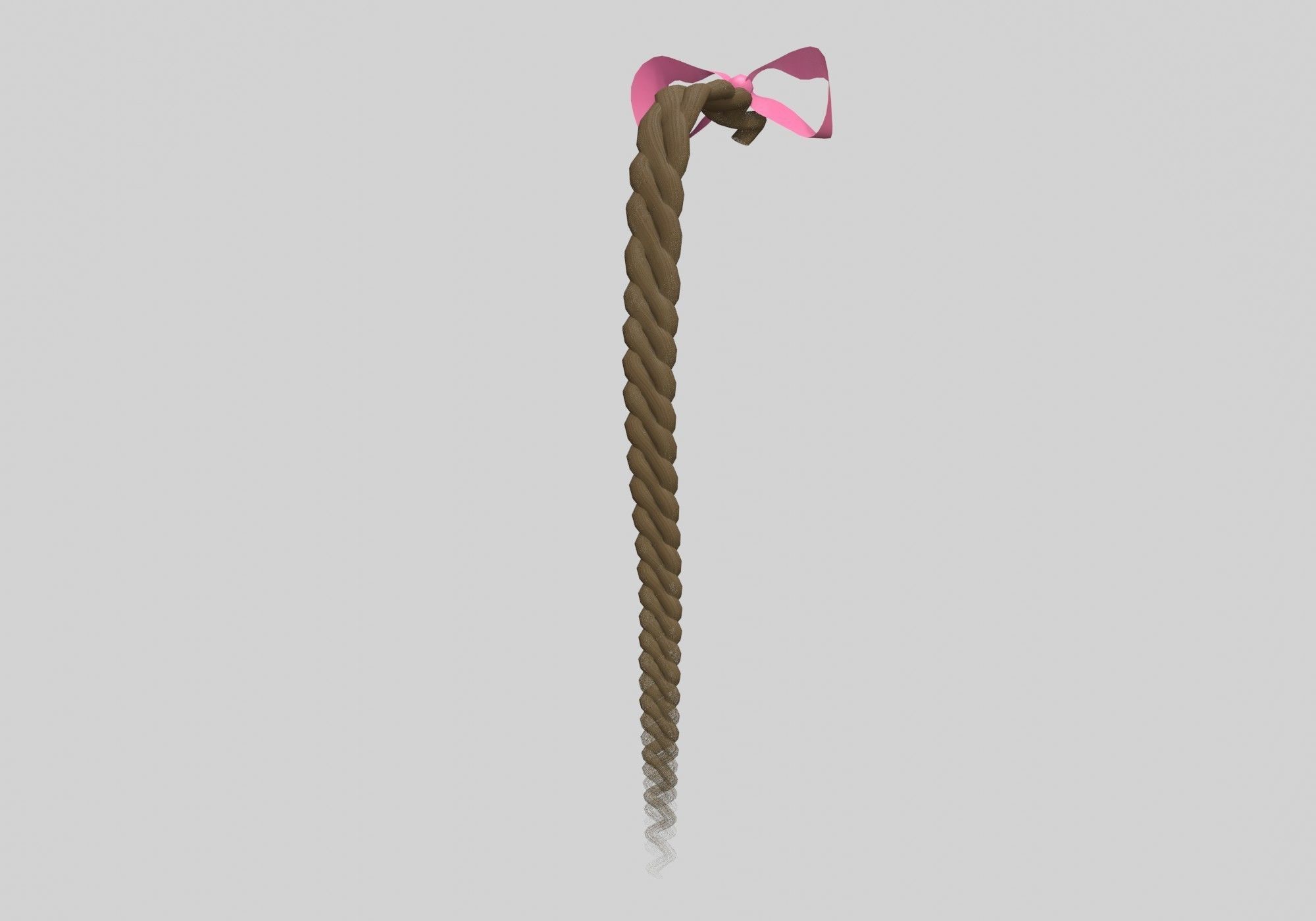 Braids Ribbon Pigtail 3D model_3