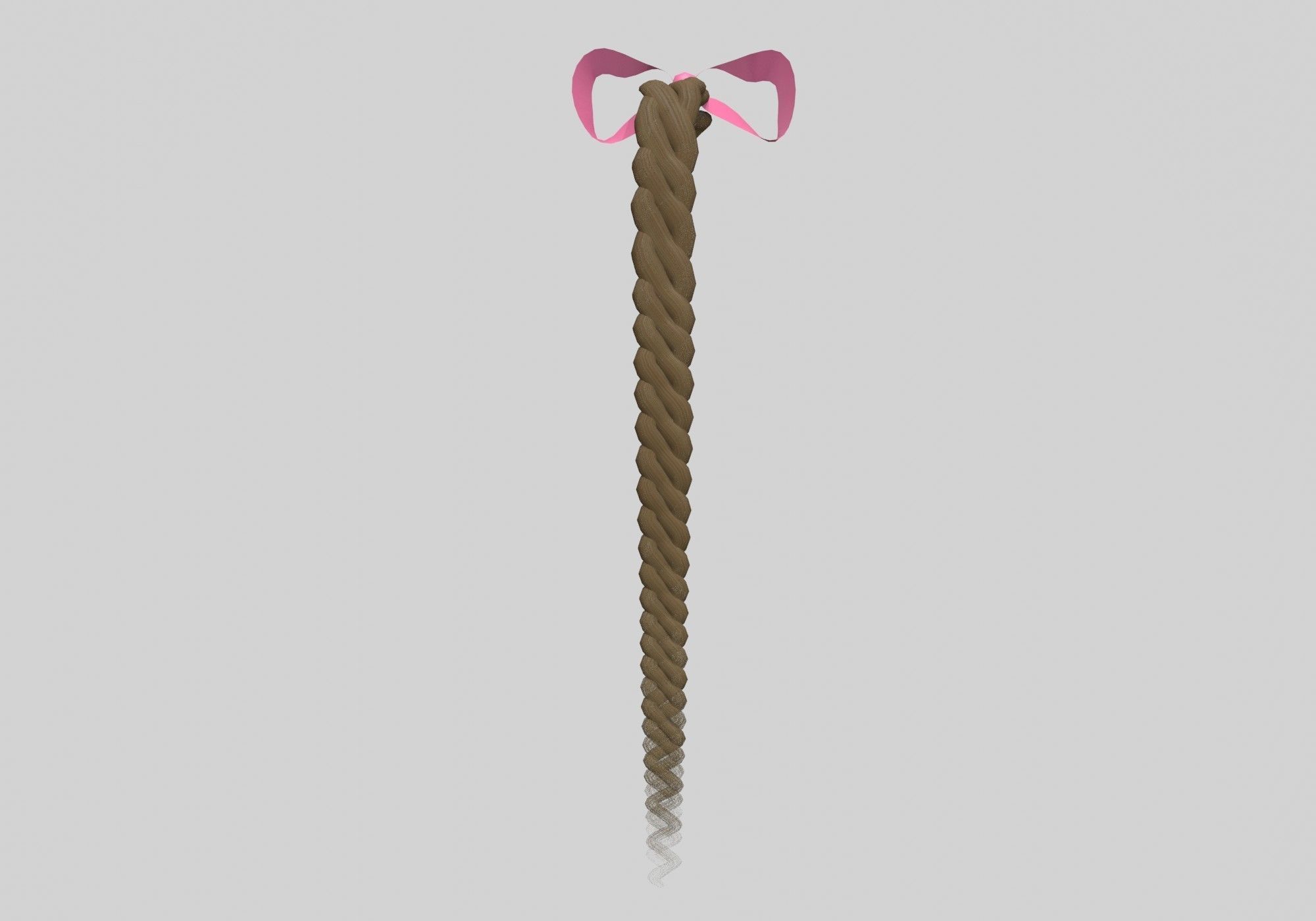 Braids Ribbon Pigtail 3D model_4