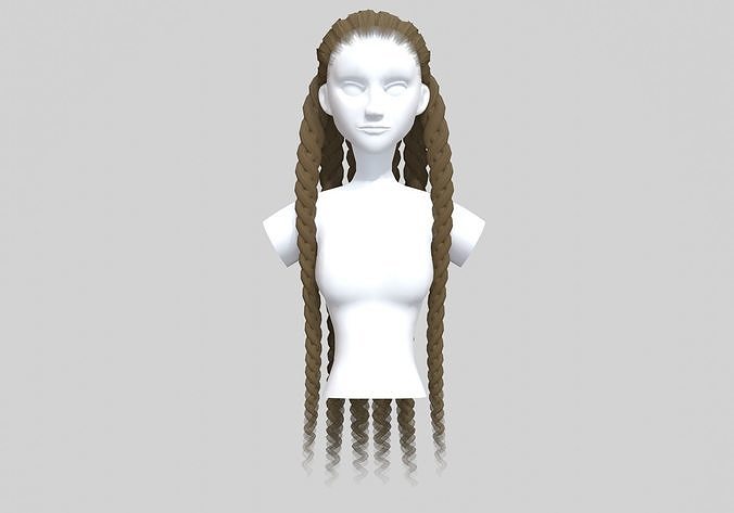 Braids Long Hairstyle  3D model