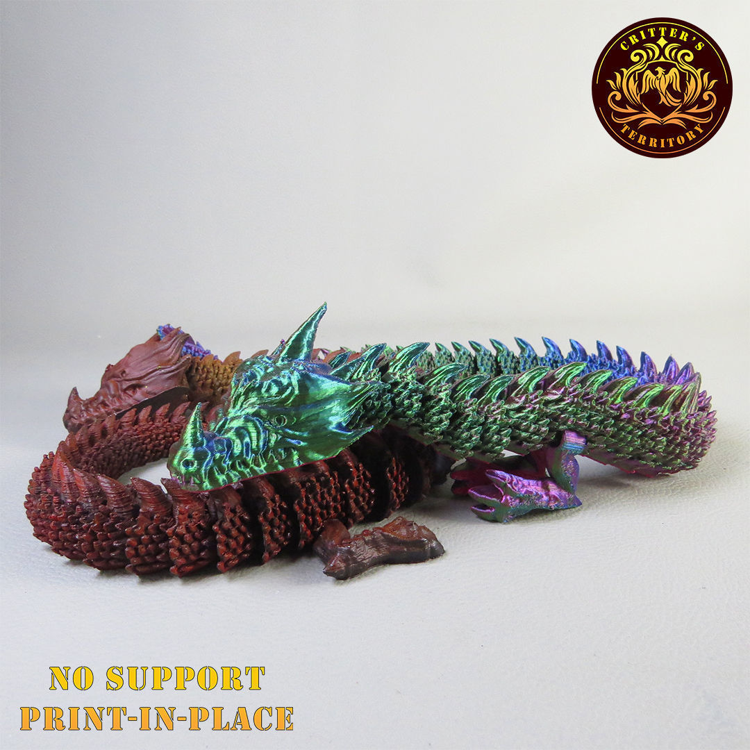 Articulated Dragon  print in place  No Support 3D print model_4