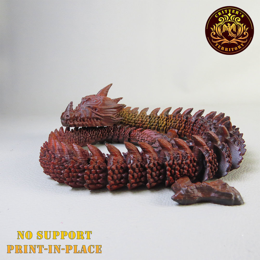 Articulated Dragon  print in place  No Support 3D print model_2