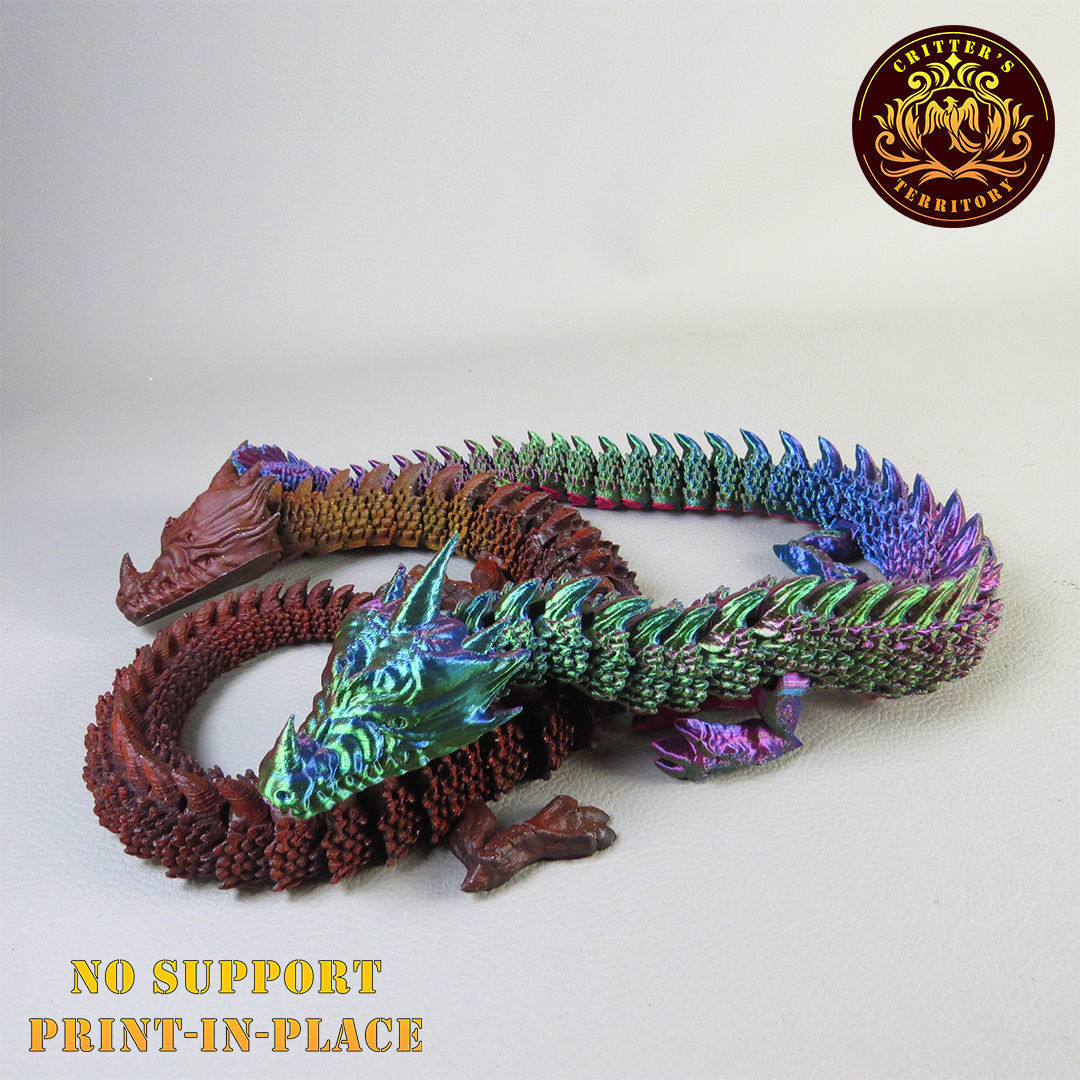 Articulated Dragon  print in place  No Support 3D print model_5