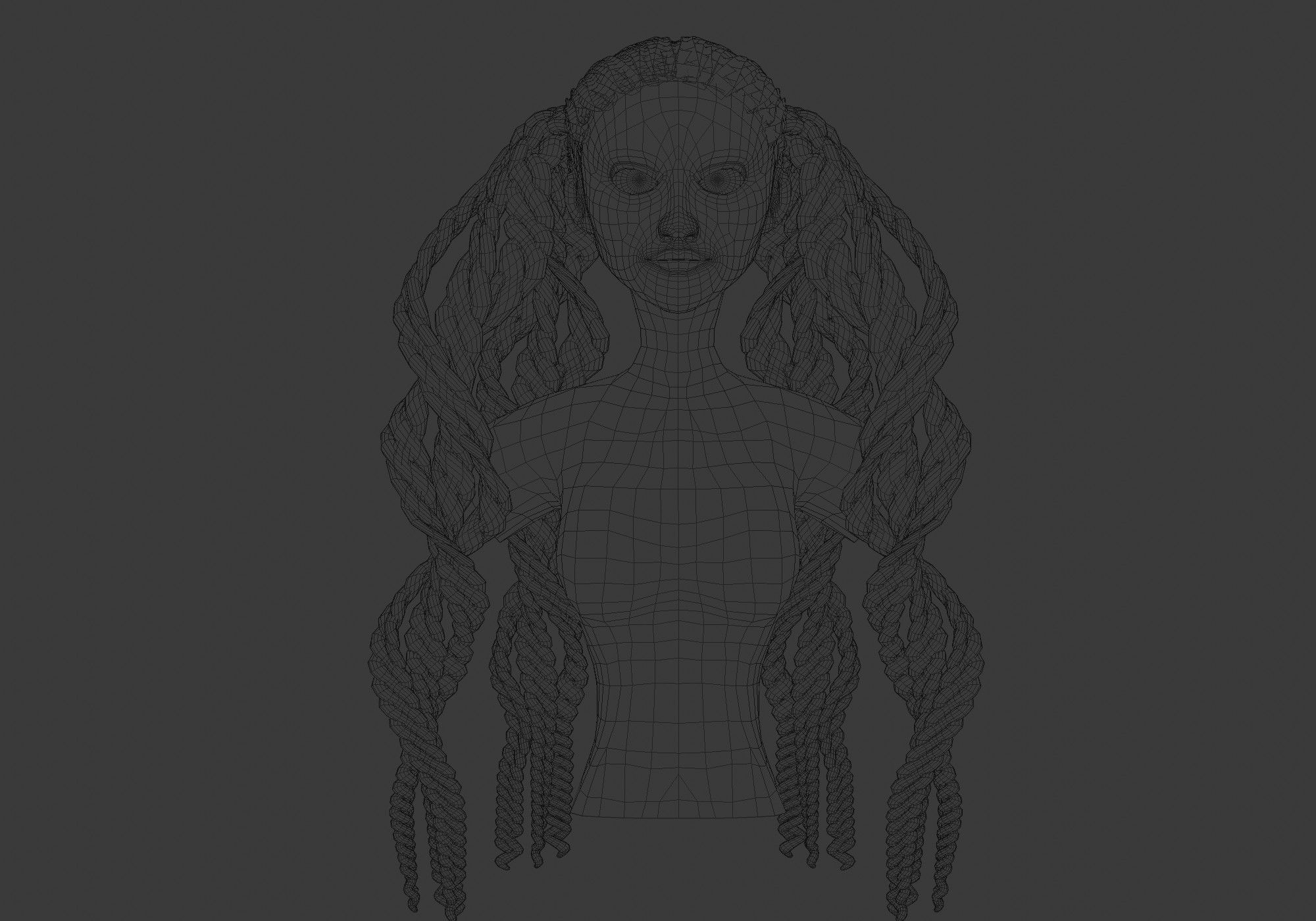 Braids Curly Hair  3D model_5