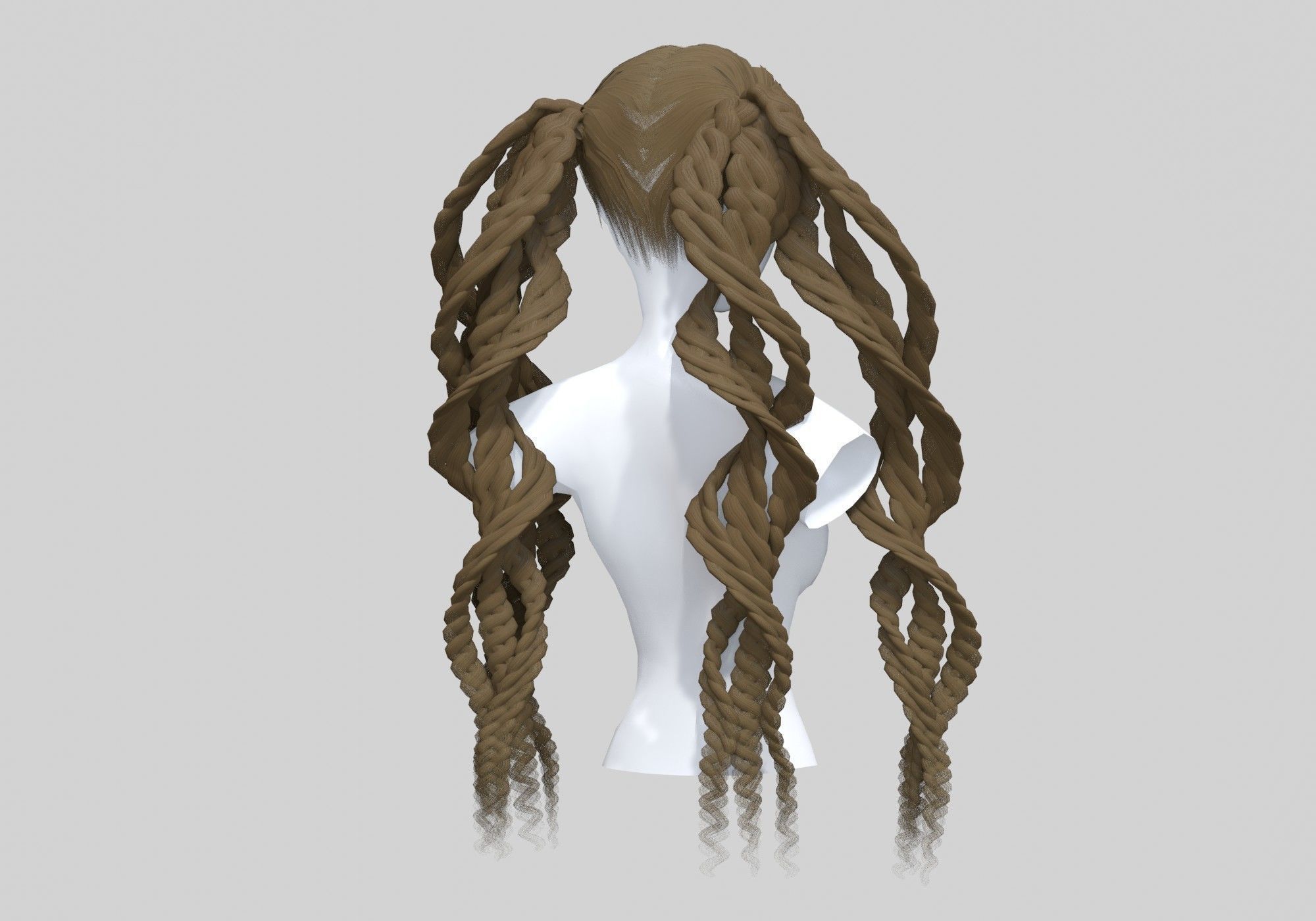 Braids Curly Hair  3D model_3