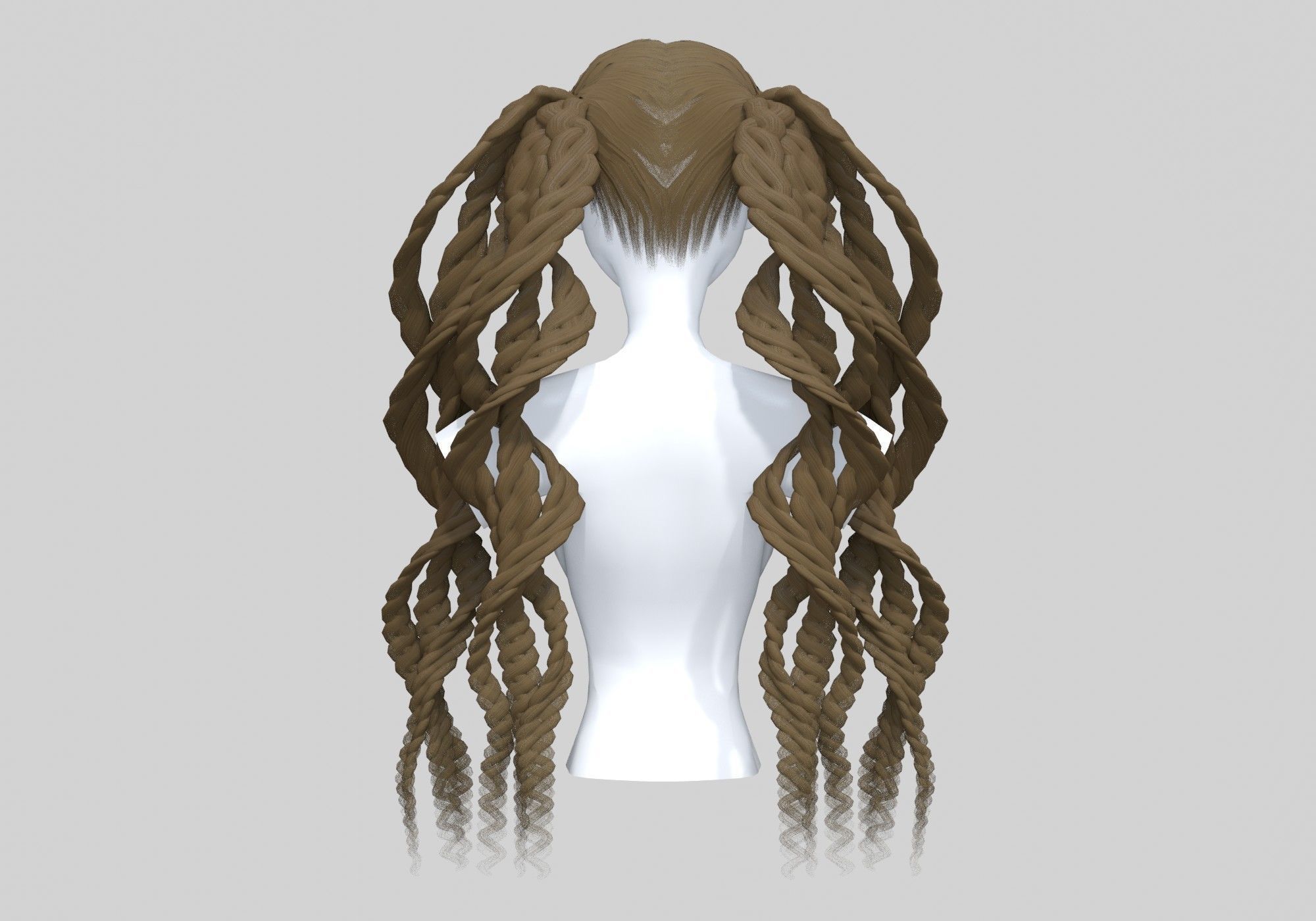 Braids Curly Hair  3D model_4