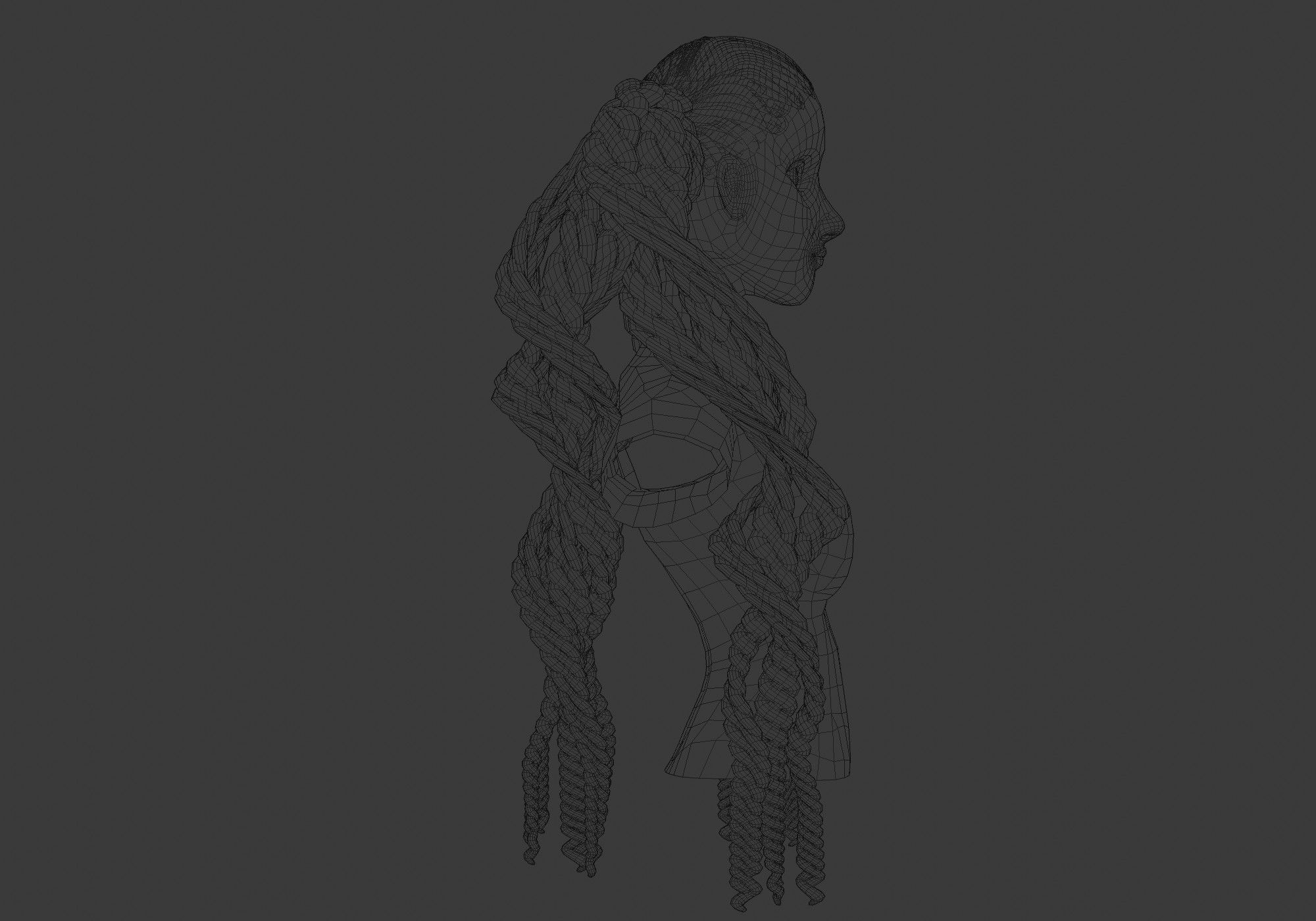 Braids Curly Hair  3D model_7