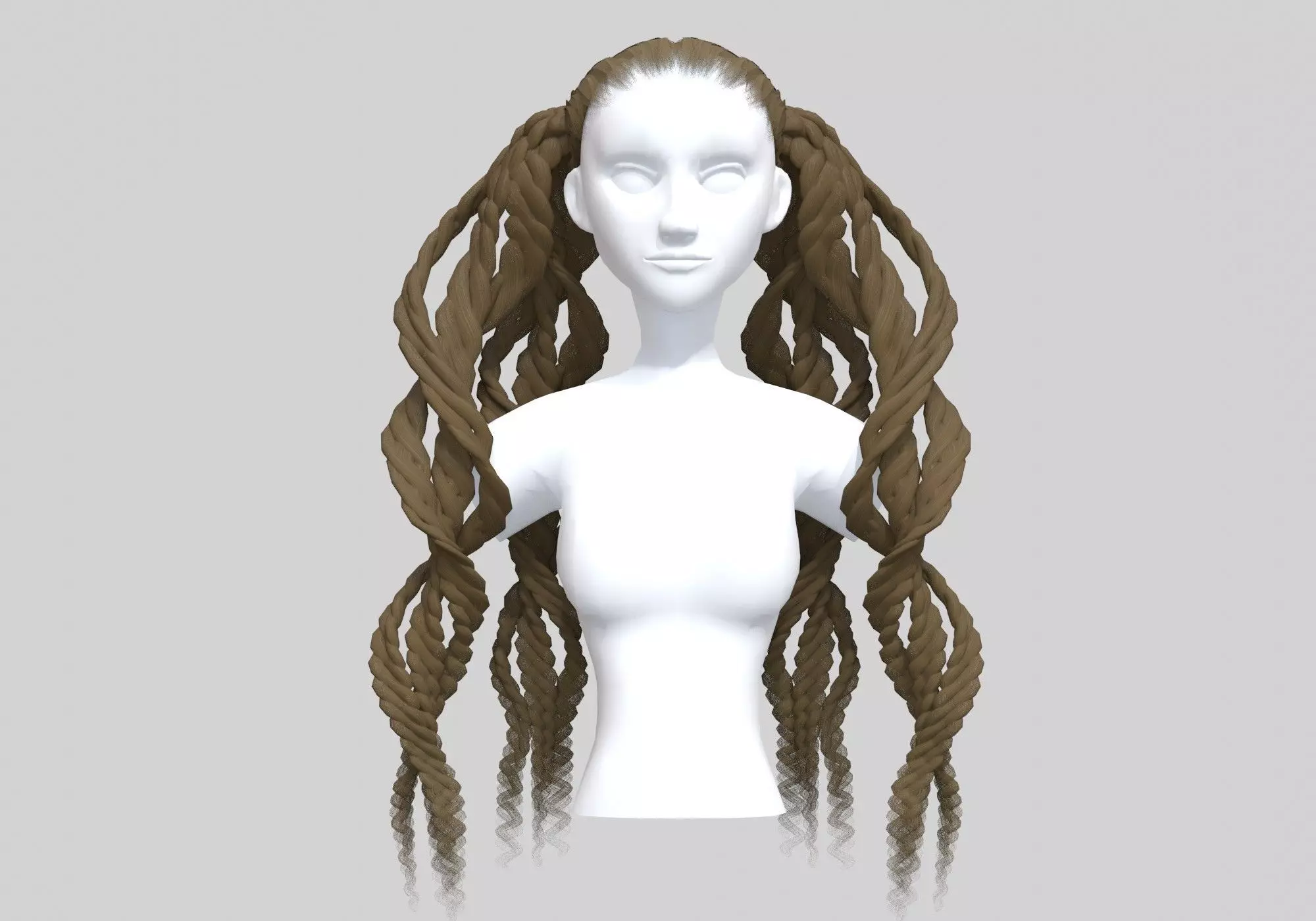 Braids Curly Hair  3D model_0