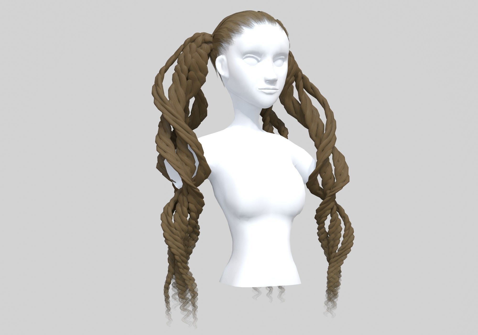 Braids Curly Hair  3D model_1