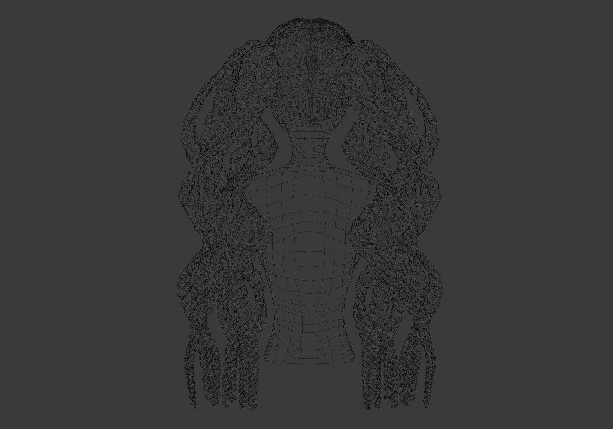 Braids Curly Hair  3D model_9