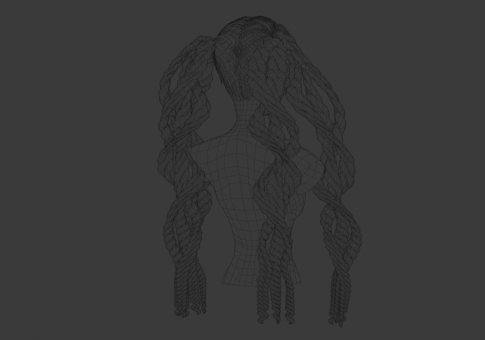 Braids Curly Hair  3D model_8