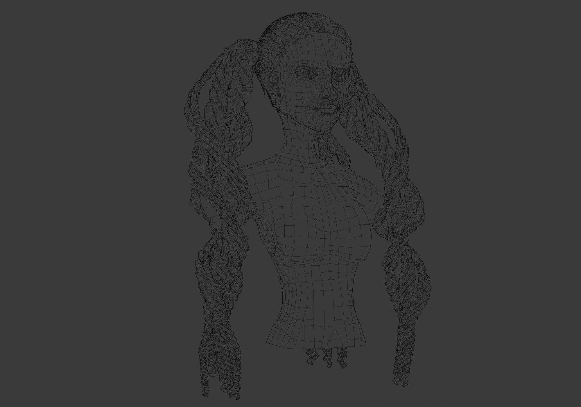 Braids Curly Hair  3D model_6