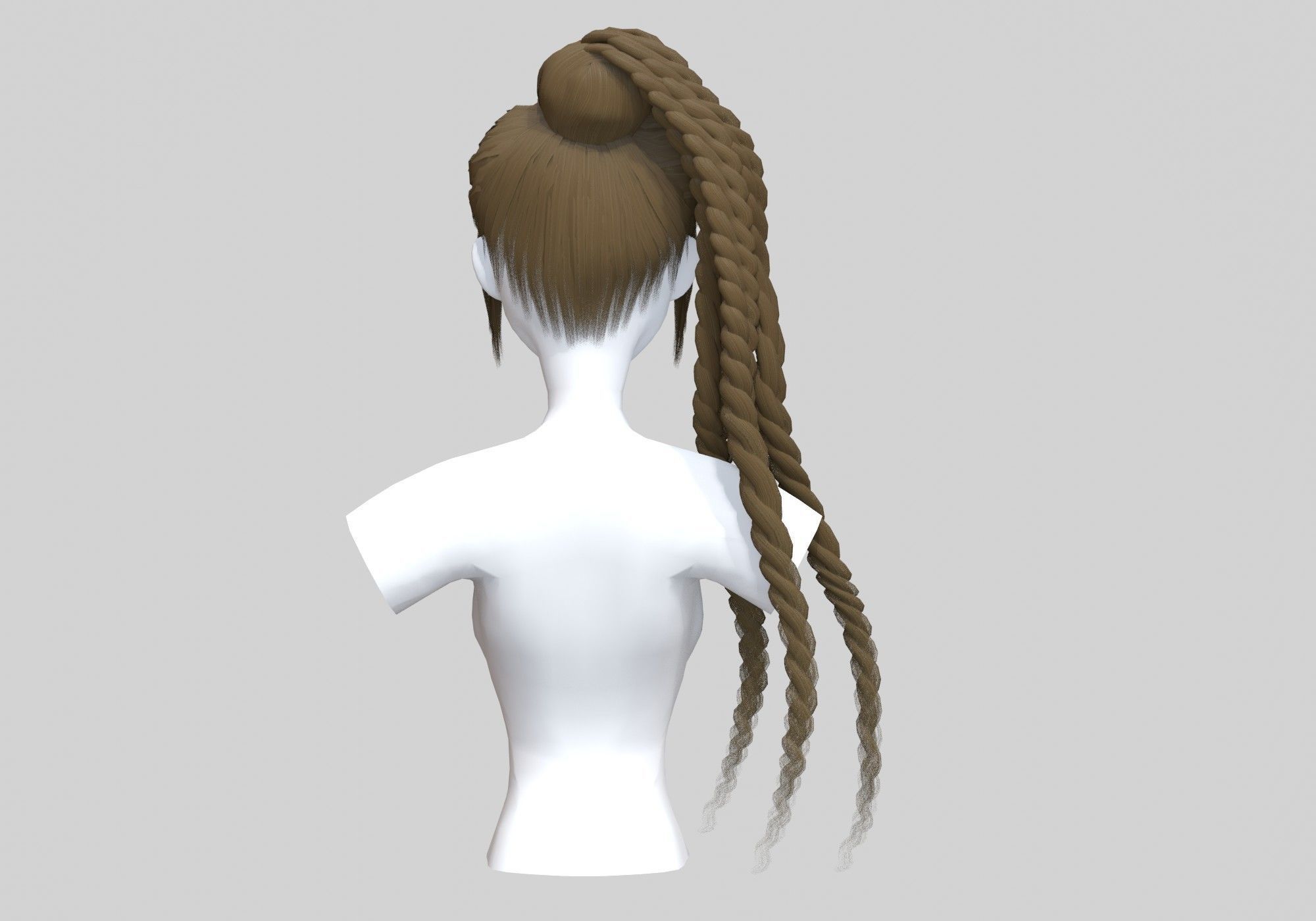 Braids Bun Hairstyle  3D model_4