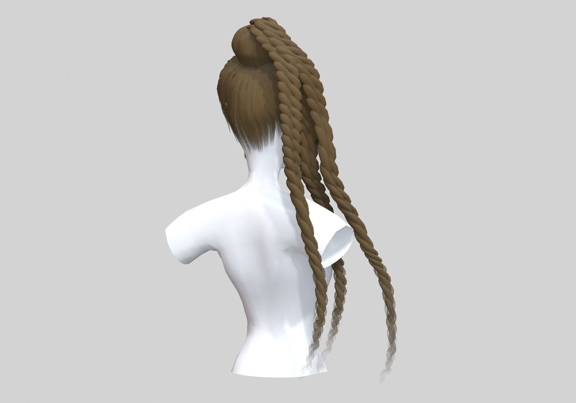 Braids Bun Hairstyle  3D model_3
