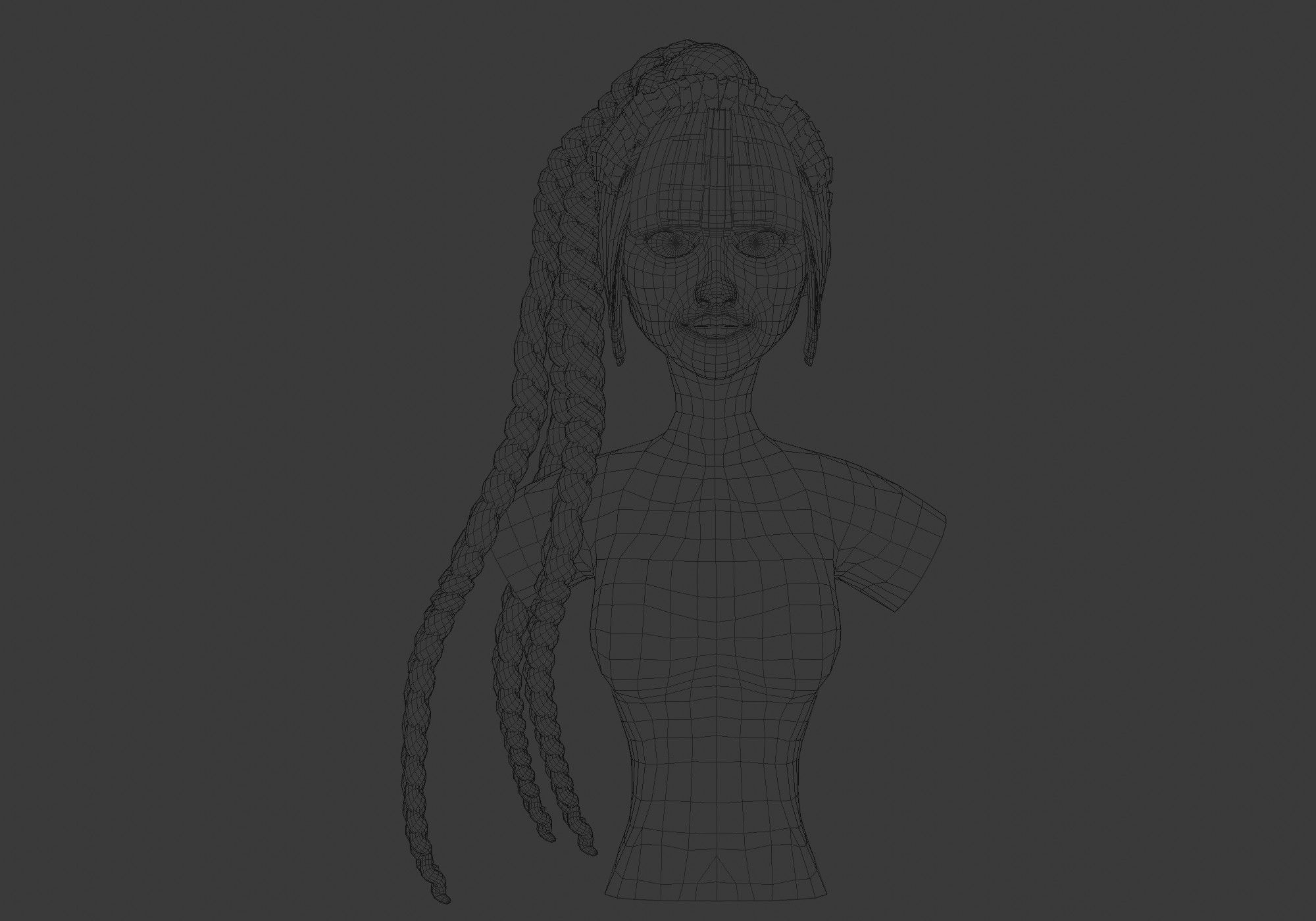 Braids Bun Hairstyle  3D model_5