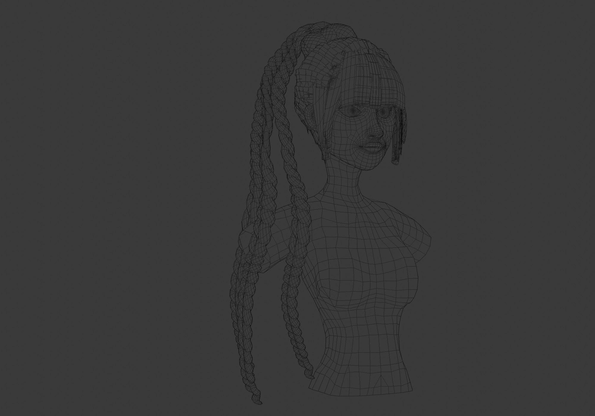 Braids Bun Hairstyle  3D model_6