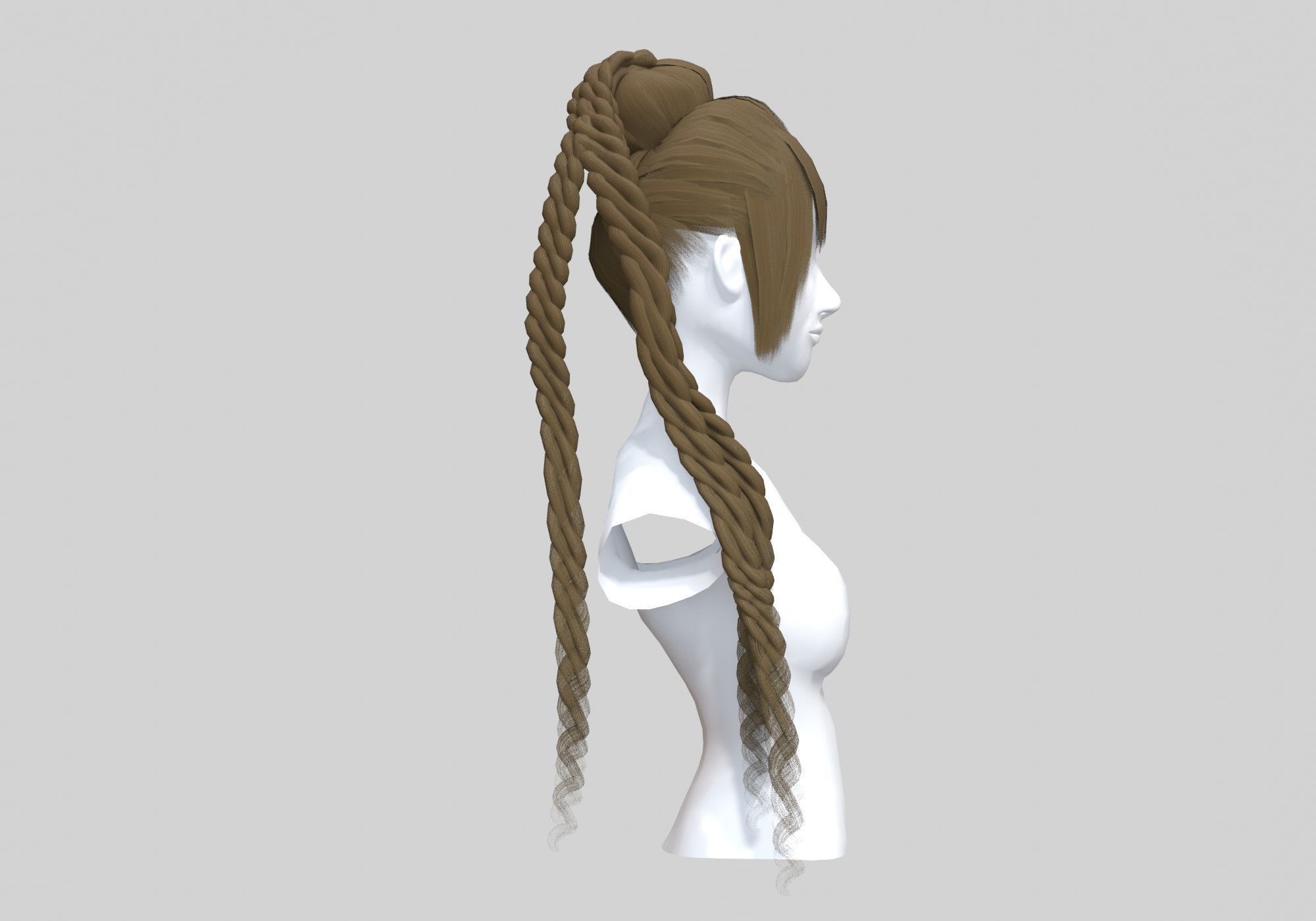 Braids Bun Hairstyle  3D model_2